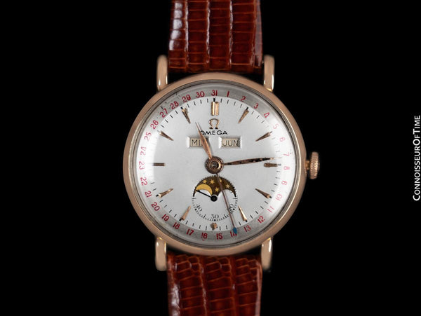 1950 Omega Cosmic Vintage Triple Date, Moon Phase Watch - 18K Rose