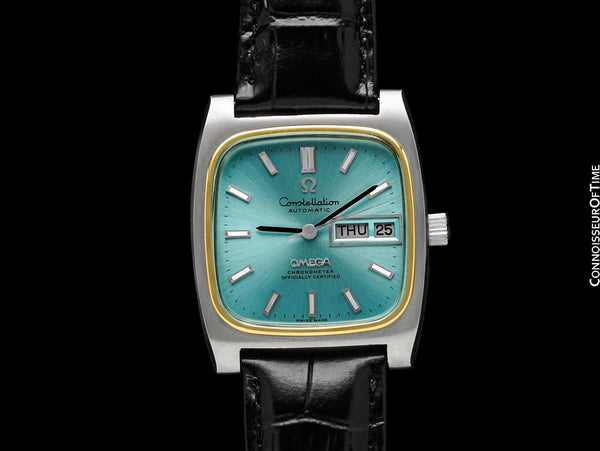 OMEGA Constellation 水色 時計　ジャンク Vintage Omega Constellation Chronometer Date Turquoise Dial 34mm