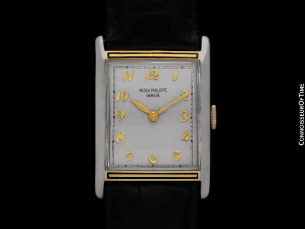 c. 1925 Patek Philippe Vintage Mens Art Deco Rectangular 18K Gold