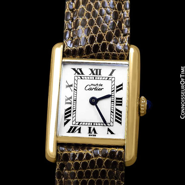 Cartier Vintage Ladies Tank Mechanical Watch Gold Vermeil 18K