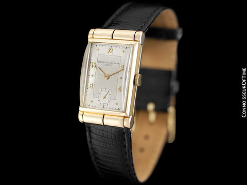 1930's Vacheron & Constantin Mens Vintage Rectangular Watch with Hooded Lugs - 14K Gold
