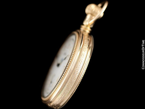 1870's E. Howard & Co. Antique 18 Size N Pocket Watch with Exceptional Fancy Dial - 14K Gold