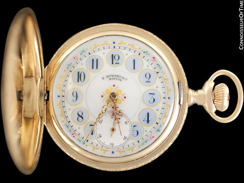 1870's E. Howard & Co. Antique 16 Size L Pocket Watch with Exceptional Fancy Dial - 14K Gold