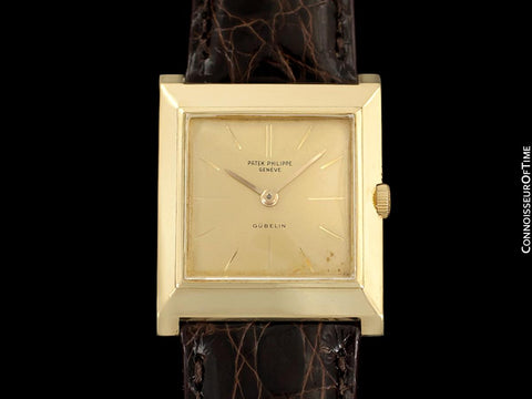 1950's Patek Philippe for Gubelin Vintage Mens Handwound Square Watch, Ref. 3404 - 18K Gold