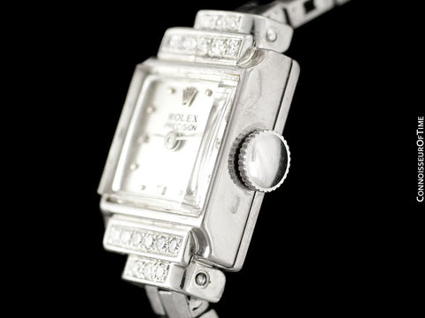 1940's Rolex Ladies Vintage Cocktail Watch - 18K White Gold & Diamonds