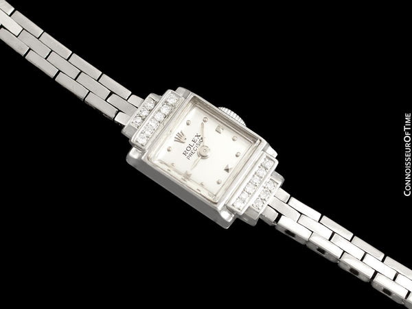1940's Rolex Ladies Vintage Cocktail Watch - 18K White Gold & Diamonds