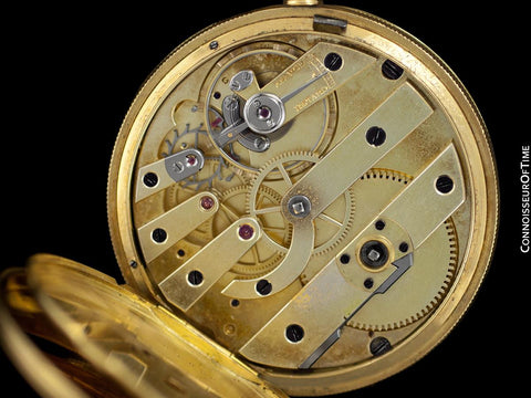 1860's Patek Philippe Antique Mens Midsize 42mm Hunter Case Pocket Watch - 18K Gold