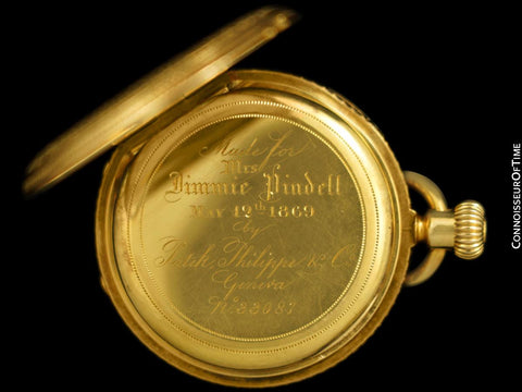 1869 Patek Philippe Antique Bespoke Midsize 40mm Hunter Case Pocket Watch - 18K Gold