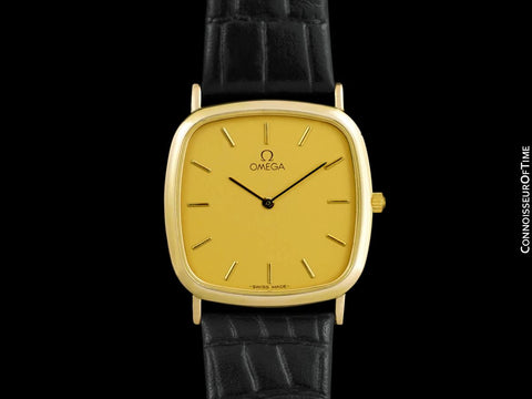 1989 Omega De Ville Mens Midsize Ultra Thin Dress Watch - 18K Gold Plated & Stainless Steel