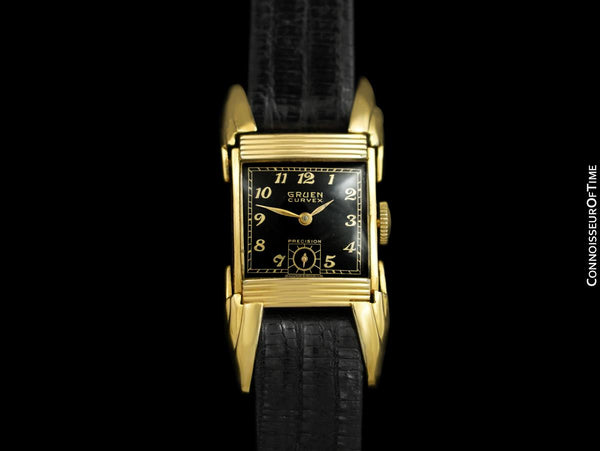 1920 s Gruen Vintage Rare Dramatic Men s Curvex Driver s Watch Bat Connoisseur of Time