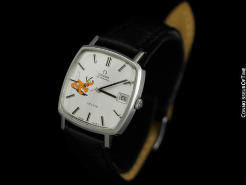 1979 Omega De Ville Vintage Mens Automatic Dress Watch with Disney's Pluto Dog - Stainless Steel