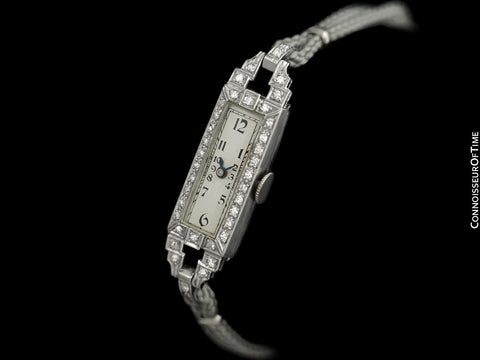 1920's Piaget Vintage Ladies Handwound Art Deco Dress Watch - Platinum & Diamonds