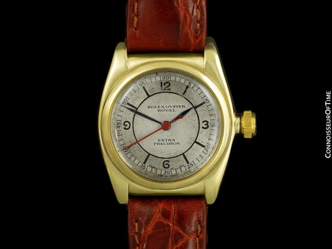 1934 Rolex Early Oyster Vintage Mens Watch with Sector Dial - 9K Gold