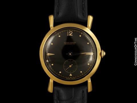 1950's Ulysse Nardin Vintage Chronometer Mens Dress Watch, Beautiful Case - 18K Gold Plated