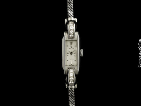1920's Rolex Princess Exquisite Ladies Vintage Art Deco Watch - 18K White Gold & Diamonds