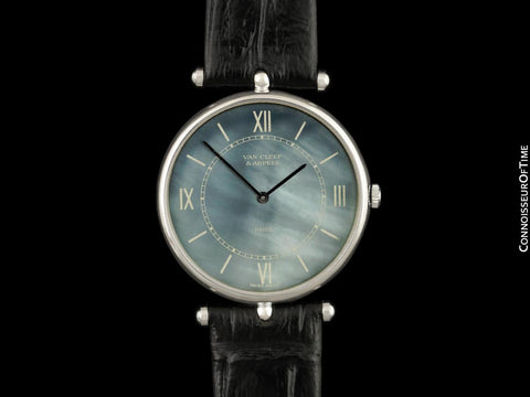 Van Cleef & Arpels VCA La Collection Mens Midsize Unisex Watch - 18K White Gold & Mother of Pearl