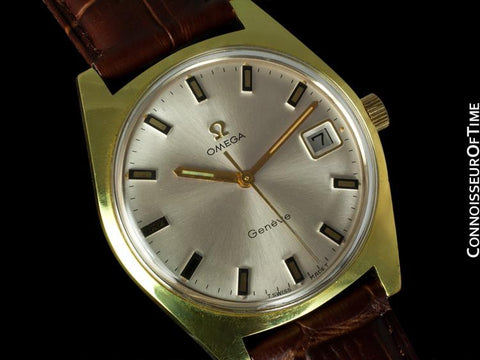 1970 Omega Geneve Vintage Tropical Mens Watch, Date - Gold Plated & Stainless Steel