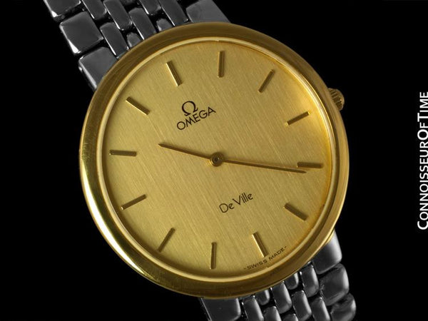 gold dress watches for men Omega DeVille Mens Midsize Dress Watch - 18K Gold Plated & Stainless S