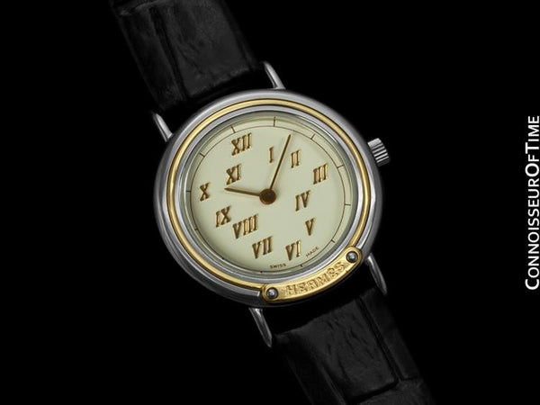 Hermes Meteore Ladies Watch Stainless Steel Solid 18K Gold