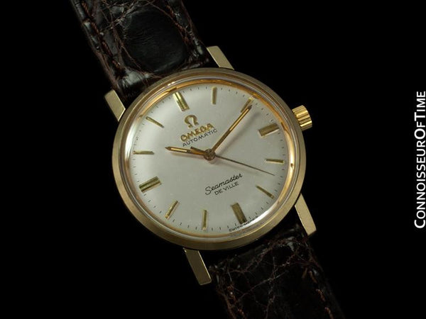 1960 s Omega Vintage Midsize Mens Seamaster Automatic 14K Gold Connoisseur of Time