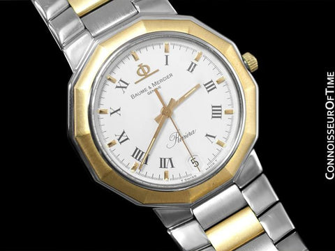 Baume & Mercier Mens Riviera Two-Tone Watch - Stainless Steel and Solid 18K Gold