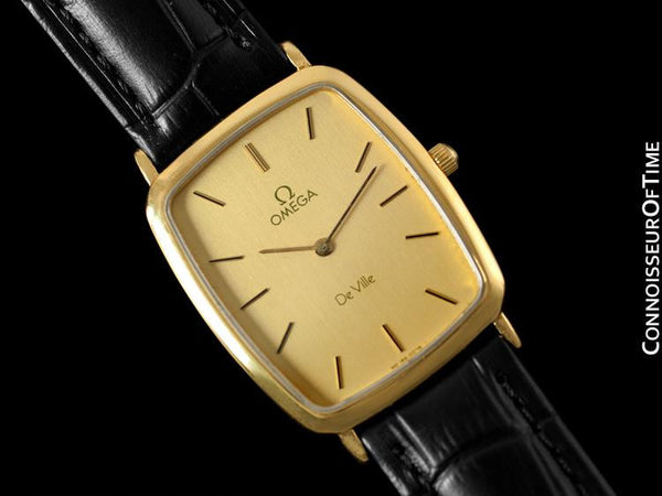 1980's Omega De Ville Vintage Mens Ultra Thin Dress Watch - 18K