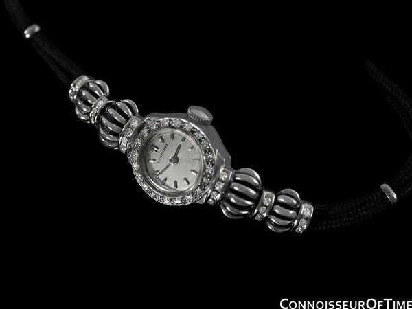 1952 Longines Vintage Ladies Dress Watch - 14K White Gold & Diamonds
