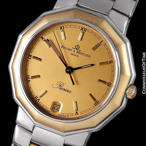 Baume & Mercier Mens Riviera Two-Tone Watch - Stainless Steel and Solid 18K Gold