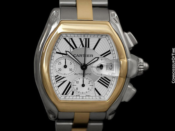 Cartier Roadster Mens Two Tone XL Chronograph W62027Z1