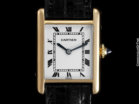 1960's Cartier Vintage Classic Ladies Handwound Tank Louis Watch - Solid 18K Gold