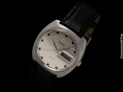 1969 Omega De Ville Mens Full Size Retro Day Date Watch - Stainless Steel