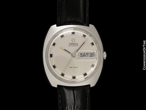 1969 Omega De Ville Mens Full Size Retro Day Date Watch - Stainless Steel