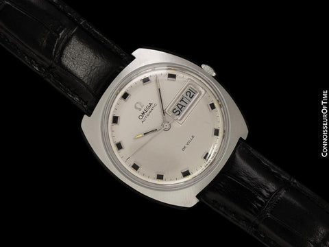 1969 Omega De Ville Mens Full Size Retro Day Date Watch - Stainless Steel