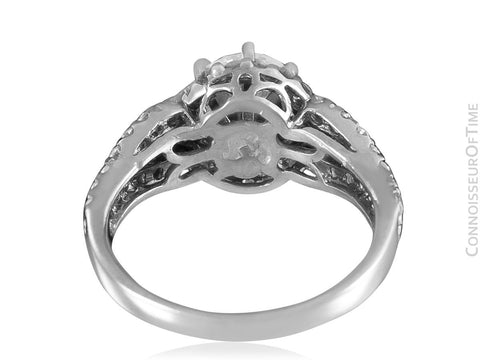 18K White Gold & Natural Diamond Halo Engagement Wedding Ring, 1.74 CT TDW - $11,000 Appraisal