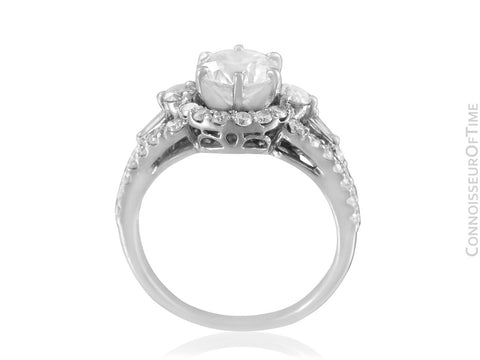 18K White Gold & Natural Diamond Halo Engagement Wedding Ring, 1.74 CT TDW - $11,000 Appraisal