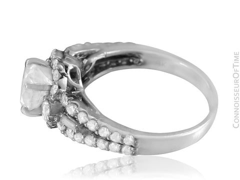 18K White Gold & Natural Diamond Halo Engagement Wedding Ring, 1.74 CT TDW - $11,000 Appraisal