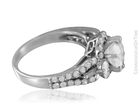18K White Gold & Natural Diamond Halo Engagement Wedding Ring, 1.74 CT TDW - $11,000 Appraisal