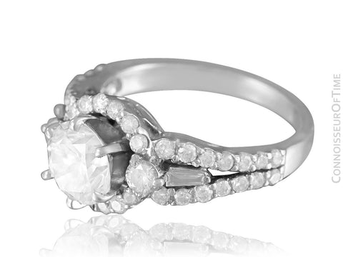 18K White Gold & Natural Diamond Halo Engagement Wedding Ring, 1.74 CT TDW - $11,000 Appraisal