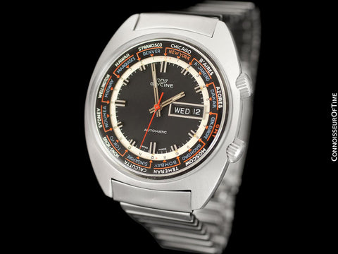1969 Glycine Airman World Time Vintage Mens Large Retro Watch - Stainless Steel