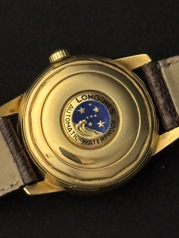 1960 Longines Conquest Deluxe Vintage Mens Full Size Watch - 18K Gold & Enamel