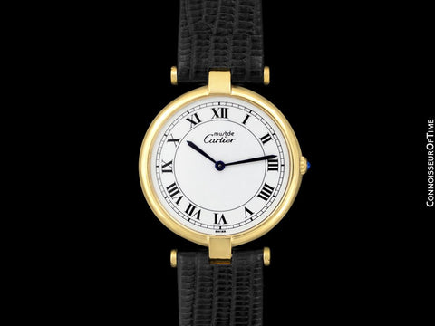 Must De Cartier Vendome Mens Midsize Unisex Vermeil Watch - 18K Gold Over Sterling Silver