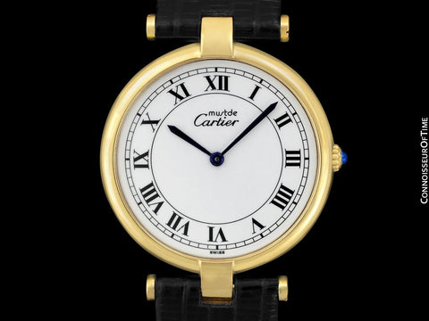 Must De Cartier Vendome Mens Midsize Unisex Vermeil Watch - 18K Gold Over Sterling Silver