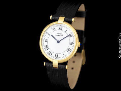 Must De Cartier Vendome Mens Midsize Unisex Vermeil Watch - 18K Gold Over Sterling Silver