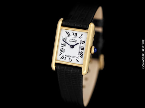 Cartier Vintage Ladies Tank Gold Vermeil, 18K Gold over Sterling Silver Watch - Papers