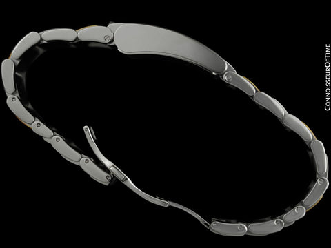 Movado Elliptica Mens Stainless Steel & 18K Gold Large Rectangular - New Old Stock with Box, Papers & Tag