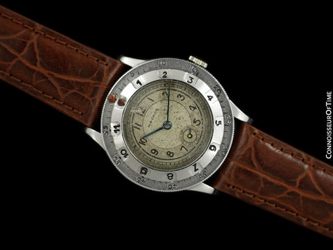 1930's Movado Vintage Mens Stainless Steel Elapsed Time Pilots Watch - The Chronoplan