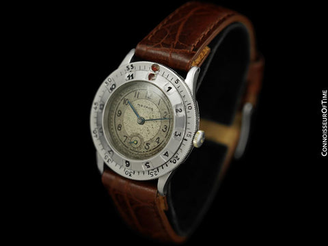 1930's Movado Vintage Mens Stainless Steel Elapsed Time Pilots Watch - The Chronoplan