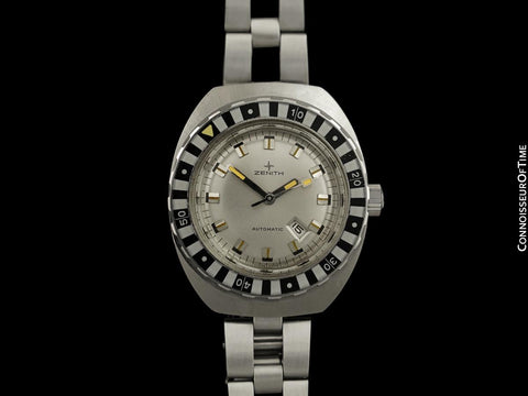 1969 Zenith Sub Sea Midsize Mini "Zebra" Vintage Diver's Stainless Steel Watch - Original Tag