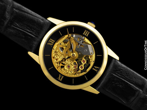 1986 Universal Geneve Skeletonized Mens Midsized Handwound Watch - 18K Gold