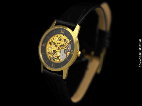 1986 Universal Geneve Skeletonized Mens Midsized Handwound Watch - 18K Gold